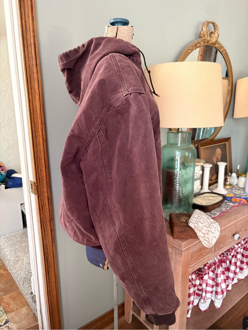 VINTAGE CARHARTT Plum Canvas Winter Coat - Picture 5 of 7